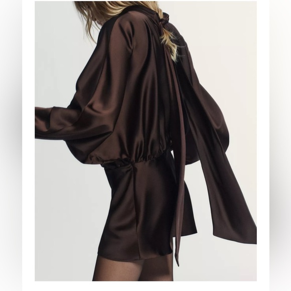 Zara Dresses & Skirts - Zara satin effect scarf mini dress